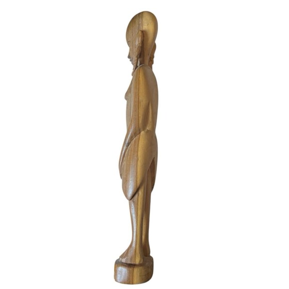 Vintage Hand Carved African Female Figurine Teak 11" - Picture 5 of 5